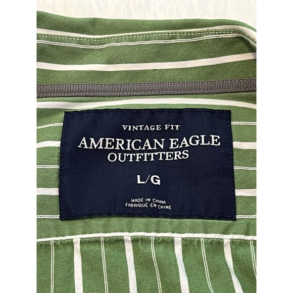 American Eagle Outfitters Men LG Button Down Long Sleeve Shirt Vtg Fit Striped - Picture 6 of 8
